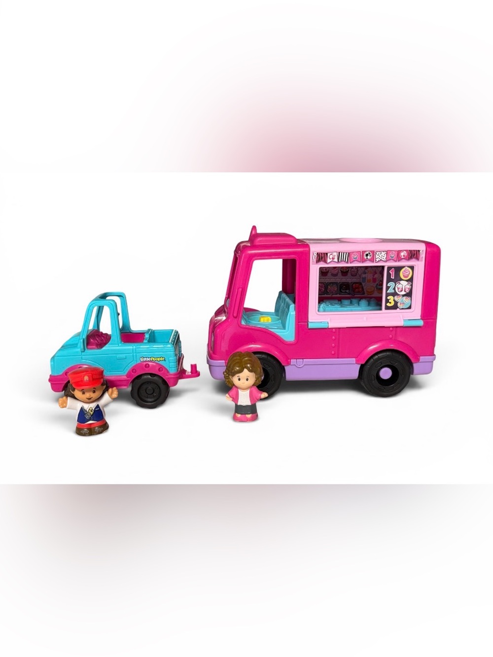 EUC Fisher-Price Little People Barbie Cupcake Truck & barbie truck